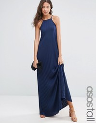 Свободное плиссированное платье макси ASOS TALL - Темно-синий