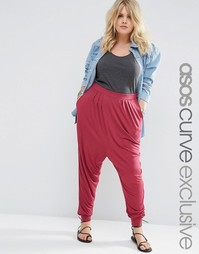 Трикотажные гаремные брюки ASOS CURVE - Ягодный