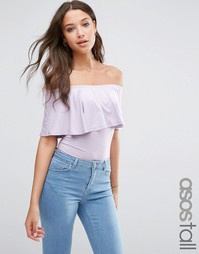 Боди с открытыми плечами и оборкой ASOS TALL - Dusky lilac