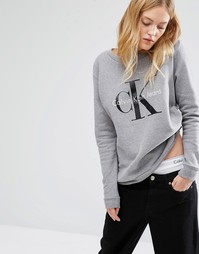 Свитшот с логотипом Calvin Klein Jeans - Светло-серый