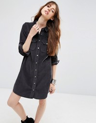 Серое вельветовое платье‑рубашка в стиле вестерн ASOS - Серый