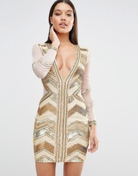 Декорированное платье мини с глубоким вырезом Missguided Premium