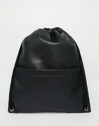 Рюкзак со шнурком и передним карманом ASOS - Черный
