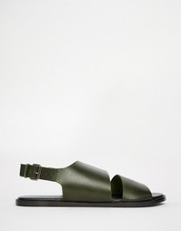 Кожаные сандалии цвета хаки с вырезами ASOS - Хаки