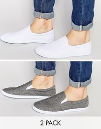 Комплект из 2 пар кедов-слипонов ASOS - СКИДКА 20%