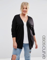 Свободный кардиган с заплатками на локтях ASOS CURVE - Черный
