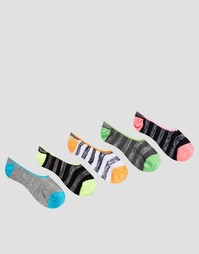 Комплект из 5 пар невидимых носков с полосками ASOS - Мульти