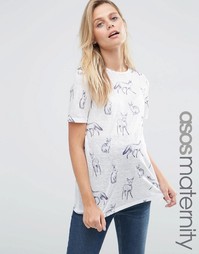 Футболка для беременных с животным принтом ASOS Maternity