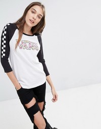 Футболка с рукавом реглан и принтом принцессы Пич на логотипе Vans Nin