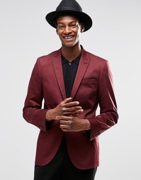 Супероблегающий хлопковый блейзер ASOS - Burgundy