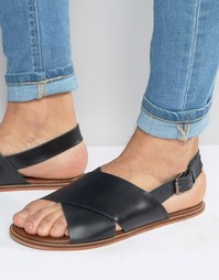 Черные кожаные сандалии с перекрестными ремешками ASOS - Черный