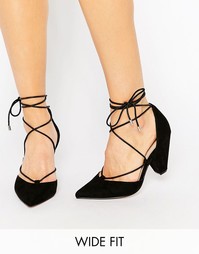 Туфли на каблуке для широкой стопы со шнуровкой ASOS SINEAD - Черный