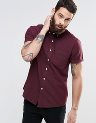 Саржевая рубашка в крапинку с длинными рукавами ASOS - Burgundy