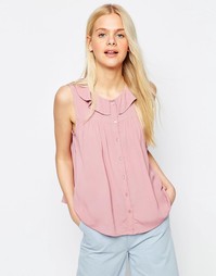 Блузка без рукавов с рюшами у горловины ASOS - Blush