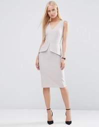 Платье-футляр без рукавов с баской ASOS - Серый