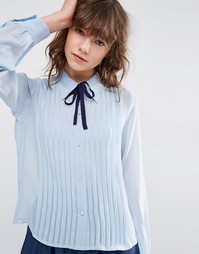 Блузка с защипами и завязкой ASOS - Синий