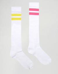 Набор из 2 пар длинных спортивных носков с неоновыми полосками ASOS