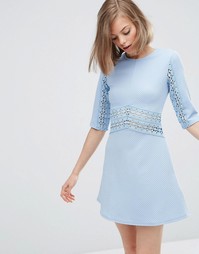 Цельнокройное платье с кружевной вставкой ASOS - Бледно-синий
