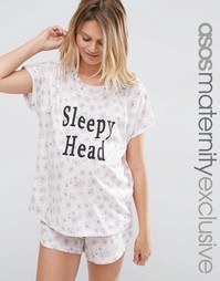 Пижамный комплект для беременных с футболкой и шортами в цветочек ASOS