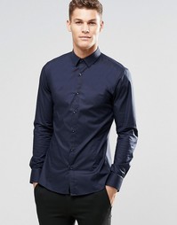 Темно-синяя эластичная строгая рубашка слим HUGO by Hugo Boss