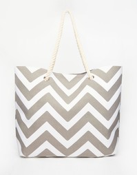 Серая пляжная сумка с шевронным принтом South Beach - Серый