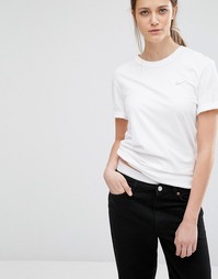 Футболка бойфренда с вышитым логотипом‑галочкой Nike - Белый