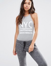 Боди с принтом Nyc Boohoo - Серый