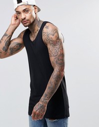 Черная удлиненная майка ASOS - Черный