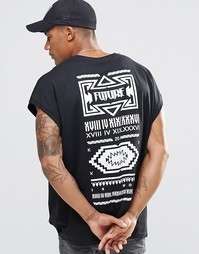 Oversize-футболка с ацтекским принтом сзади ASOS - Черный