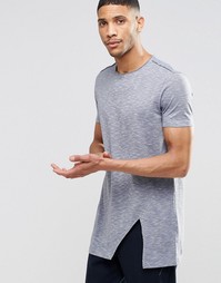 Супердлинная меланжевая футболка с разрезами по бокам ASOS - Серый