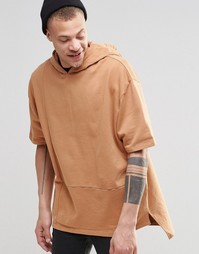 Выбеленное oversize‑худи с короткими рукавами ASOS - Кэмел