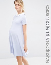 Свободное платье для беременных с контрастным фигурным воротником и ко Asos Maternity