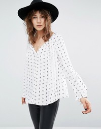 Рубашка а пуговицах с принтом Suncoo - Белый