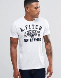 Облегающая футболка слим с вышивкой Abercrombie Wildcats - Белый