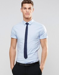 Голубая рубашка скинни и темно‑синий галстук ASOS - СКИДКА 15% - Синий