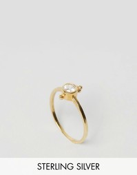 Позолоченное серебряное кольцо с фианитом ASOS Suri - Золотой