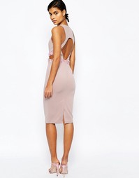 Облегающее платье с открытой спинкой и отделкой на талии ASOS - Mink