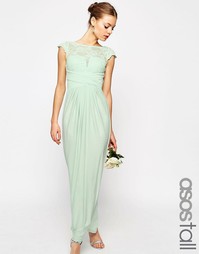 Платье макси с кружевным топом и плиссировкой ASOS TALL WEDDING