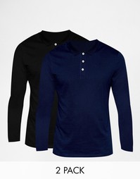 2 трикотажных поло с длинными рукавами ASOS - СКИДКА 18%