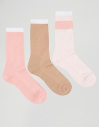 3 пары розовых носков в спортивном стиле ASOS - Розовый
