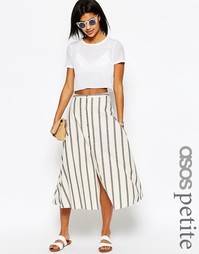 Юбка миди в полоску на пуговицах ASOS PETITE - Мульти