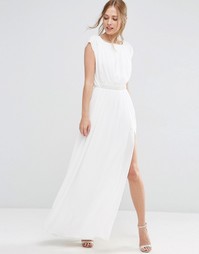 Платье макси с отделкой на талии ASOS - Слоновая кость