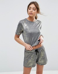 Укороченный топ цвета металлик ASOS Co-ord - Золотой