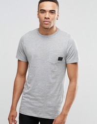 Футболка с прорезиненным логотипом и карманом Jack & Jones