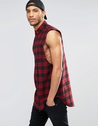 Красная клетчатая рубашка без рукавов ASOS - Красный