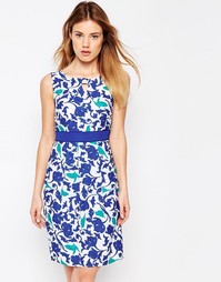 Платье-футляр с камуфляжным тропическим принтом Uttam Boutique - Синий