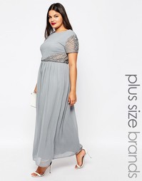 Платье макси с декоративной отделкой Lovedrobe Plus - Серый