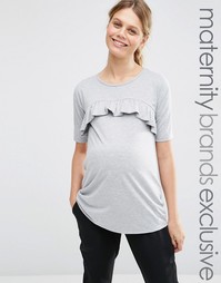 Трикотажный топ для беременных с рюшами спереди Bluebelle Maternity