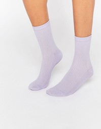 Однотонные носки в рубчик ASOS - Сиреневый