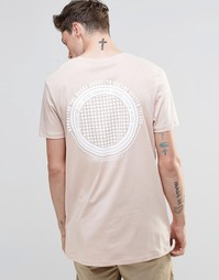 Удлиненная розовая футболка с принтом сзади ASOS - Розовая пыль